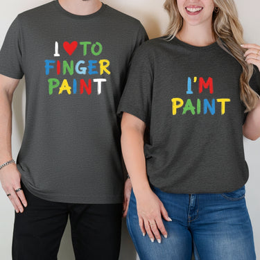 I Love To Finger Paint Funny Matching T-Shirts For Couples